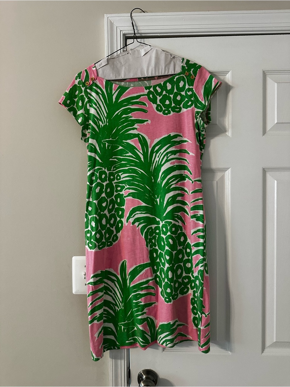 Lilly Pulitzer Pink & Green Pineapple Print T shirt Dress